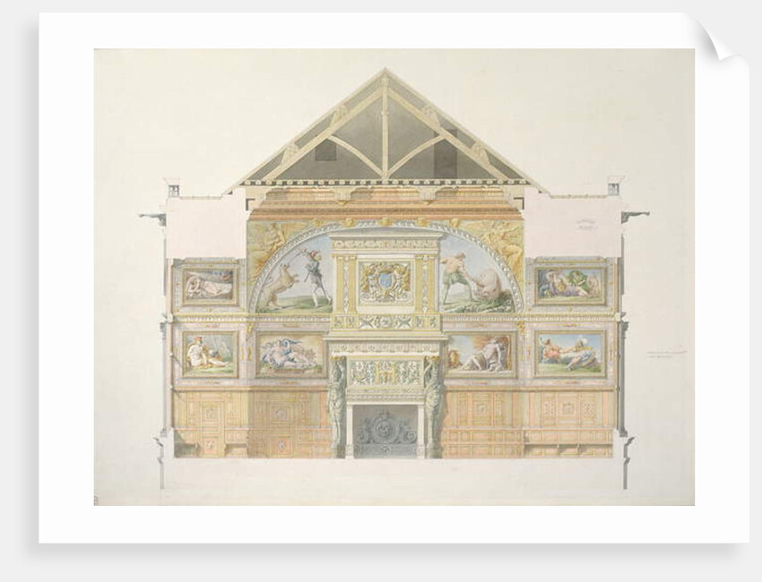 Ms 1014 Elevation of the ballroom at Fontainebleau, plate from an album by Charles Percier