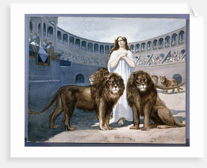 St. Blandina in the arena with lions by French School