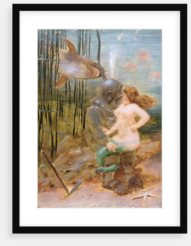 Deep Sea Diver with a Mermaid and a Shark by French School
