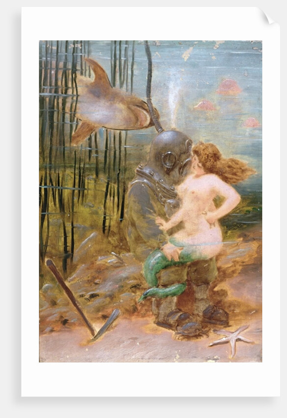 Deep Sea Diver with a Mermaid and a Shark by French School