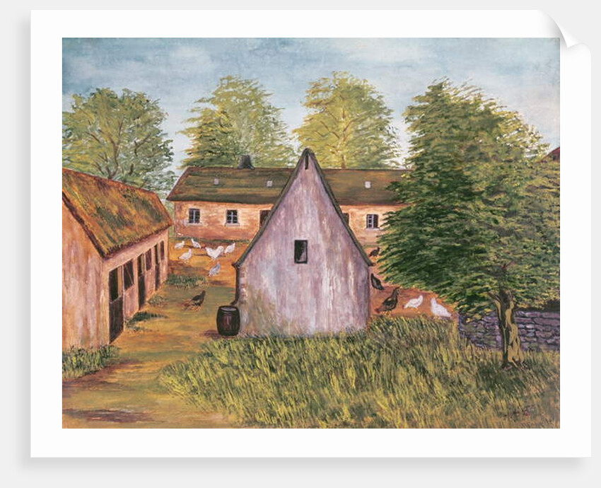 Farm and Farmyard in France, late 19th century (w/c on paper0 by French School