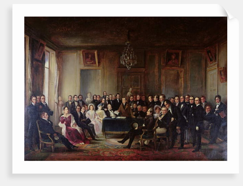 Francois Andrieux Reading his Tragedy 'Junius Brutus' in the Foyer of the Comedie Francaise, 26th May 1828, 1847 by Francois Joseph Heim