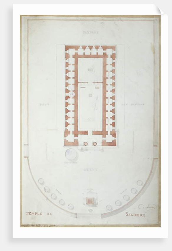 Plan of the Temple of Solomon in Jerusalem, mid 19th century by Andre Lenoir
