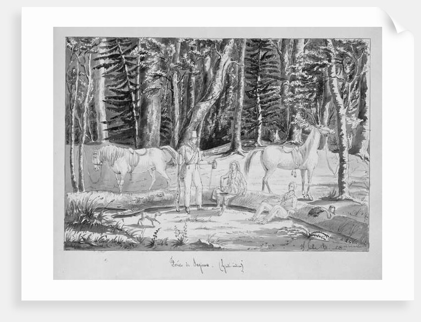 Travellers with an Indian Guide in the Forest of Saginaw, 1831 by Gustave de Beaumont