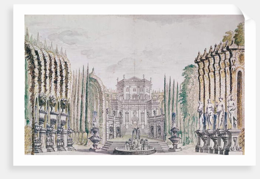 Set design of a palace for a theatre, c.1660-80 by French School