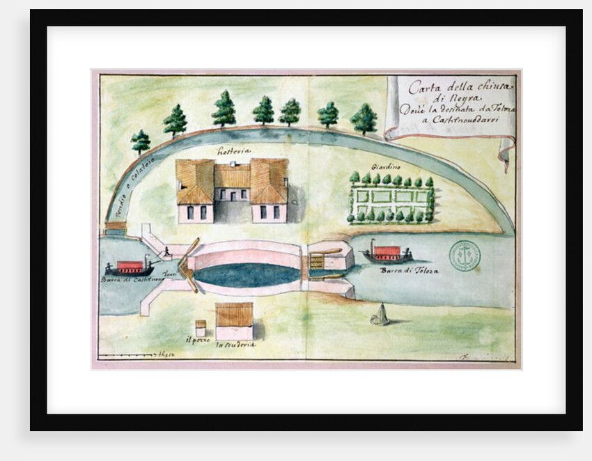 Drawing of the lock at Negra on the Canal du Midi by Francois Andreossy