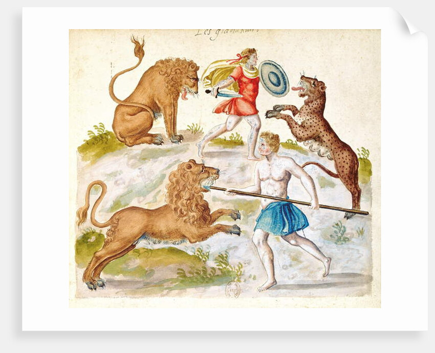 Gladiators fighting with animals by French School