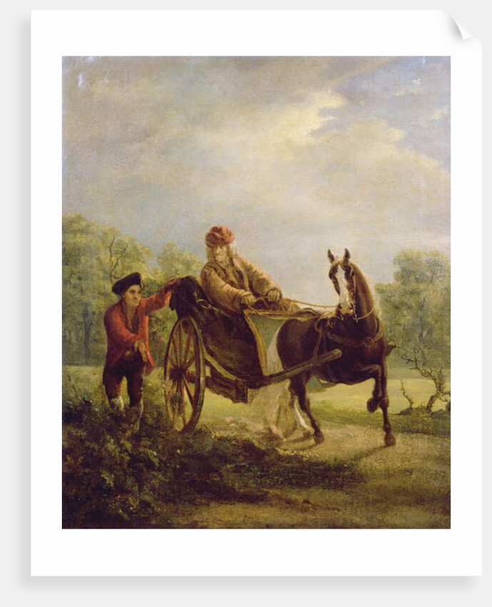 Voltaire in a cabriolet at Ferney by Jean Huber