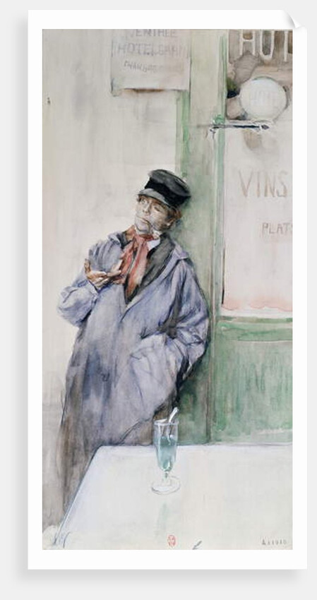 Worker in a cafe with a glass of absinthe, c.1900 by French School