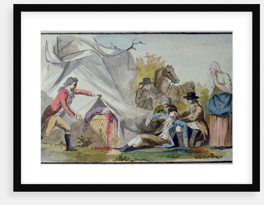 The death of Francois Pilatre de Rozier near Boulogne on 15th June 1785 after trying to cross the Channel in a Mongolfiere balloon by French School