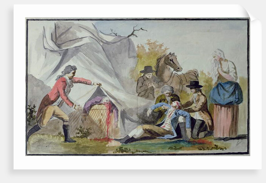 The death of Francois Pilatre de Rozier near Boulogne on 15th June 1785 after trying to cross the Channel in a Mongolfiere balloon by French School