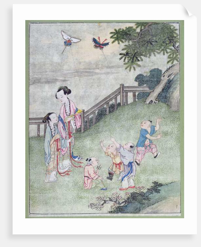 Children playing with kites by School Chinese