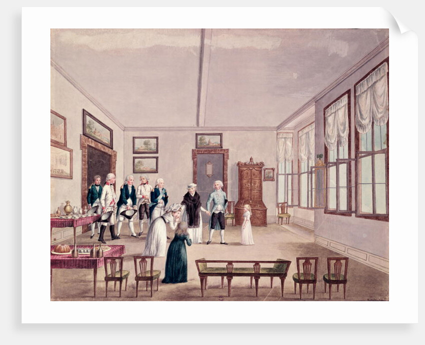 Marie-Therese-Charlotte de Bourbon, Madame Royale, meets her cousins Emperor Francis II of Austria and his wife Maria Teresa in Vienna after her release in 1795 from imprisonment in Paris, c.1796 by French School