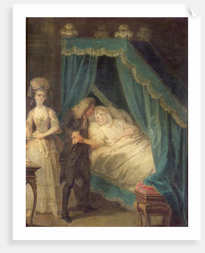 Bedside visit by the doctor by French School