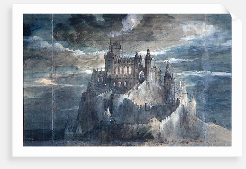 Set design for a production of Hamlet at the Comedie Francaise, 1884 by French School