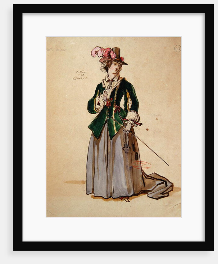 Costume design for Dona Elvire in an 1847 production of 'Don Juan' by Moliere at the Comedie Francaise by Achille Deveria
