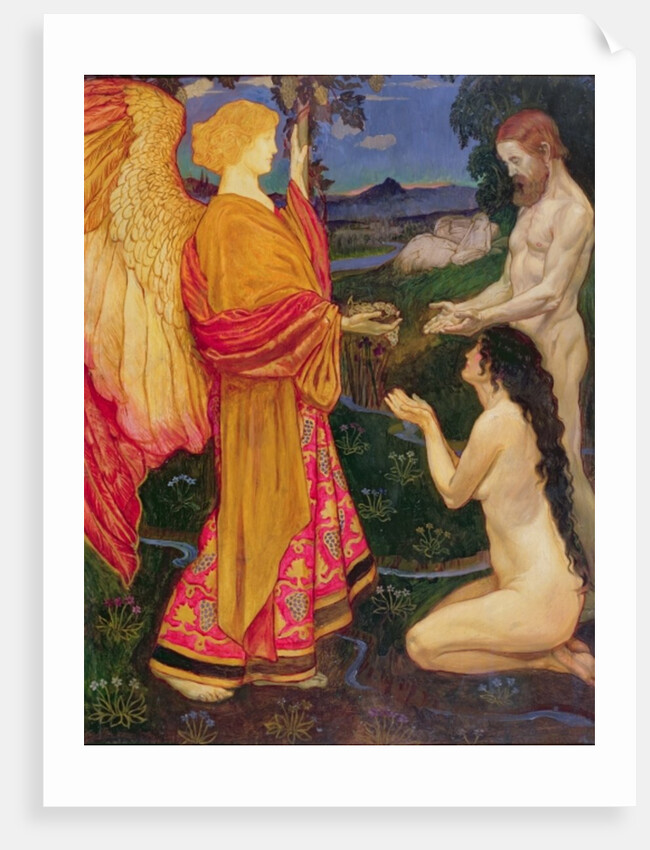 The Angel offering the fruits of the Garden of Eden to Adam and Eve by John Byam Liston Shaw
