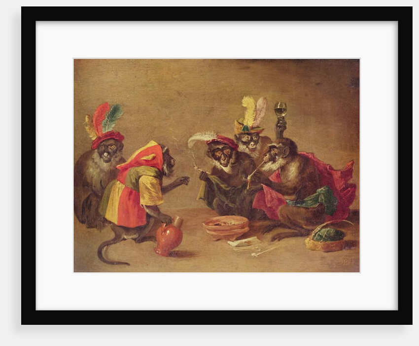 Monkeys smoking and drinking by David the Younger Teniers