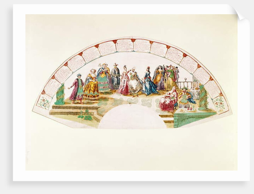 Design for a fan celebrating the Dance and Carnival of Nations, 1733 by French School