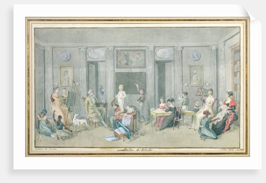 Family in a study room on the Ile de La Reunion, 1813 by Jean-Joseph Patu de Rosemont