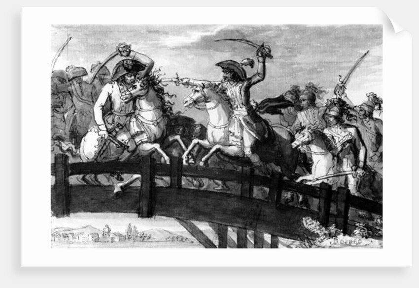 General Alexandre Dumas, the 'Horatius Cocles of the Tyrol'. killing single-handedly three Austrian opponents on the Clausen Bridge in 1797, c.1797 by French School