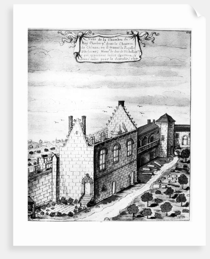 View of the chamber at the Castle of Chinon where King Charles VII of France received Joan of Arc in 1429 by Louis Boudan