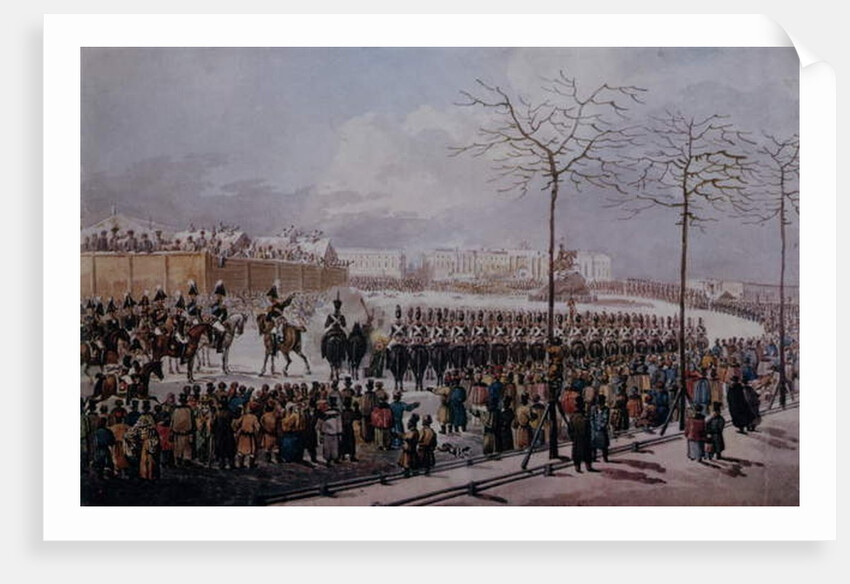 The Insurrection of the Decembrists at Senate Square, St. Petersburg on 14th December, 1825 by School Russian