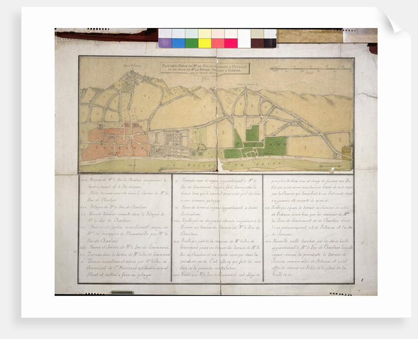 Map showing the Chateau de Puteaux, 1722 by French School