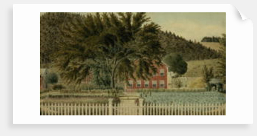 View of a Red House with a Picket Fence, 1854 by American School