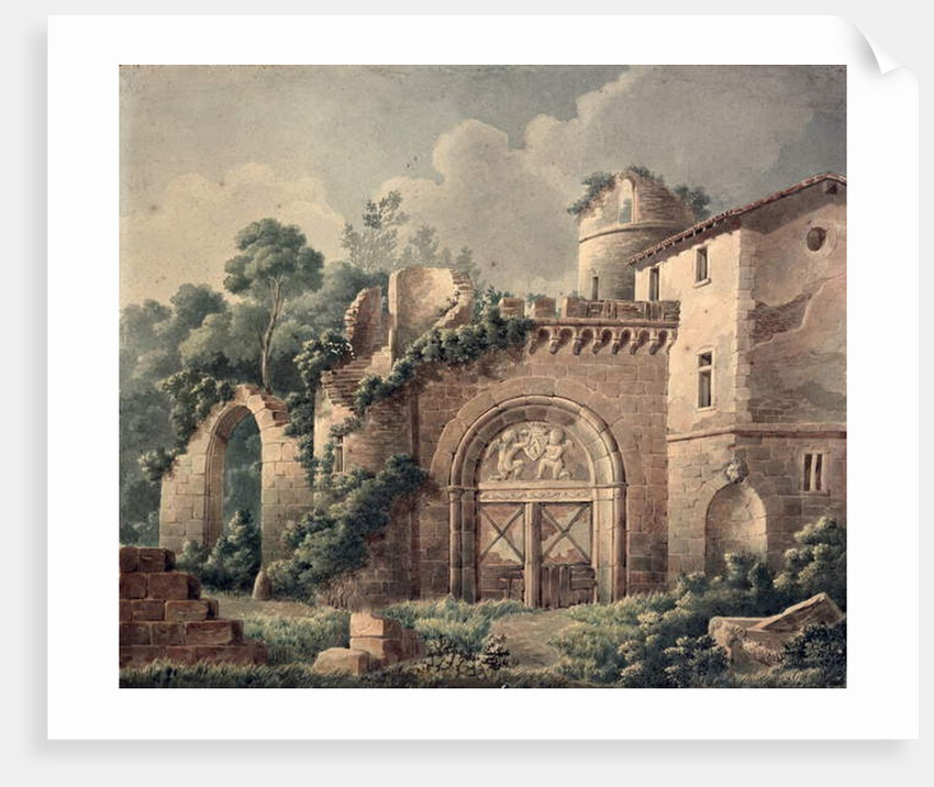 A Ruined Castle, c.1820 by French School