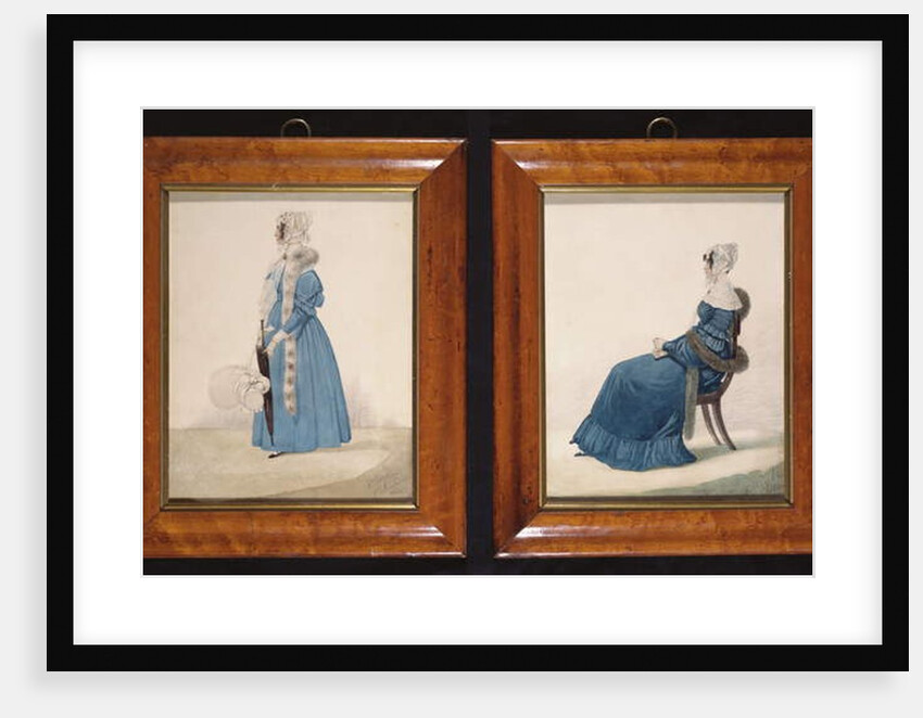 Two portraits of a Seated and a Standing Lady in Blue Dresses, c.1830 by Richard Dighton