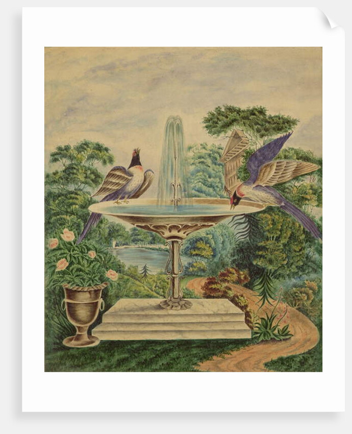 Birds in a Fountain in a Landscape Park, c.1840 by English School
