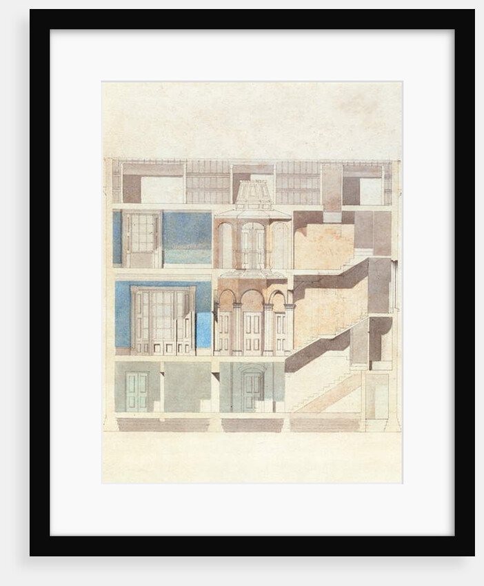 A cross section design for a classical town house interior, c.1840 by English School