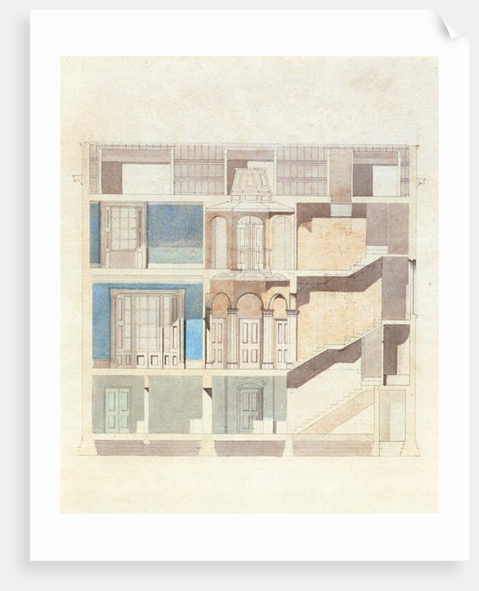 A cross section design for a classical town house interior, c.1840 by English School