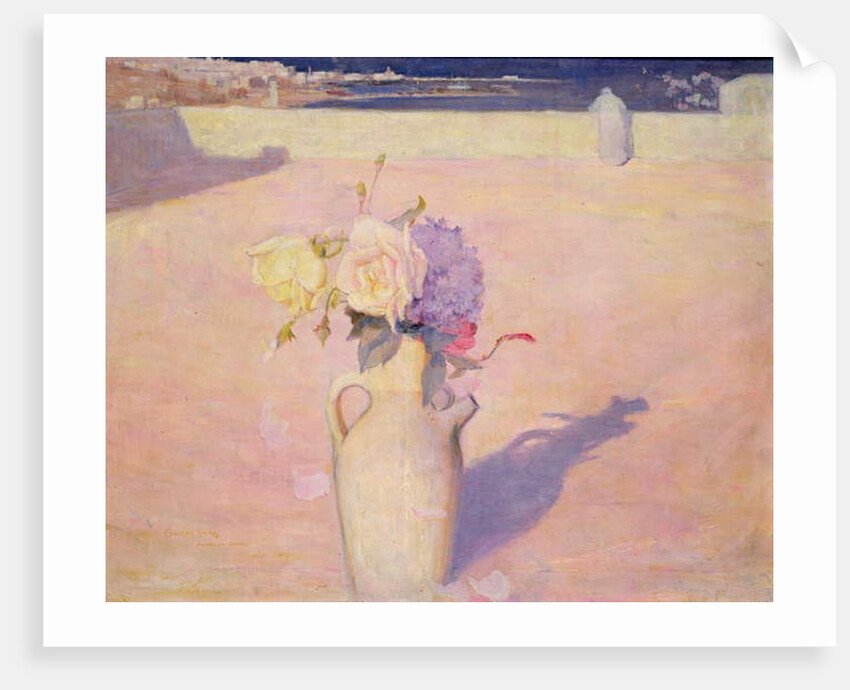 Flowers in a Vase against a background of Mustapha, Algiers, 1891 by Charles Edward Conder