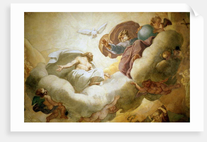 Detail of the painting of the interior of the dome depicting the Holy Trinity, 1663-65 by Pierre Mignard