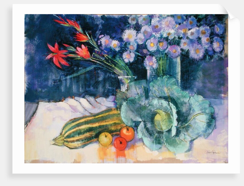 Still Life with Fruit and Flowers by Claire Spencer