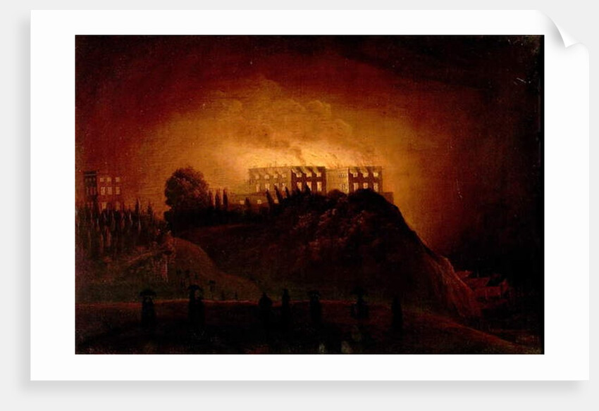 Nottingham Castle on Fire, 10 October 1831, mid-19th century by Henry Dawson