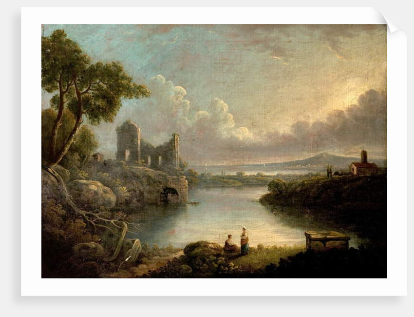 River Scene with Sea and Classical Ruins by Richard (after) Wilson