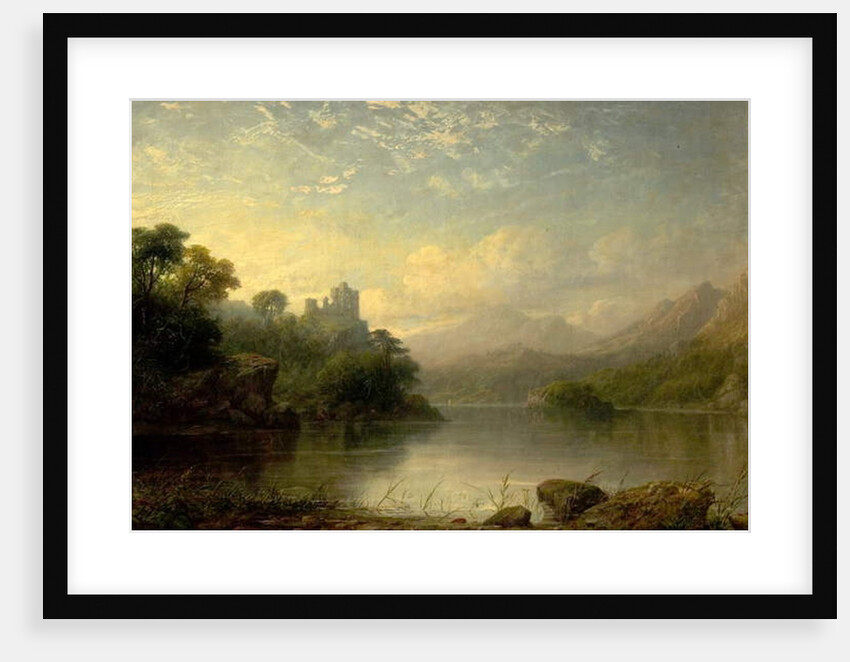 Lake Scene with Ruined Castle and Mountains, 19th century by George F. Buchanan
