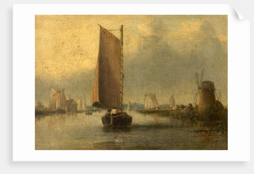 River Scene with Shipping by English School
