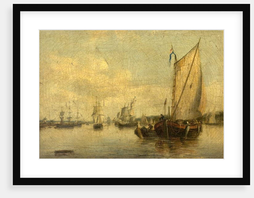 River Scene with Shipping by English School