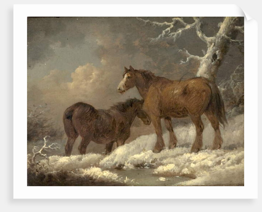 Two Horses in the Snow by George Morland