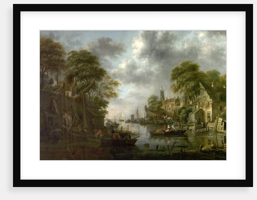 River Scene with Boats and Figures, 1665 by Claes Molenaer