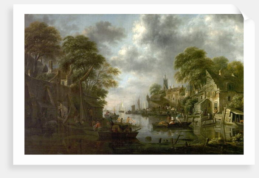River Scene with Boats and Figures, 1665 by Claes Molenaer