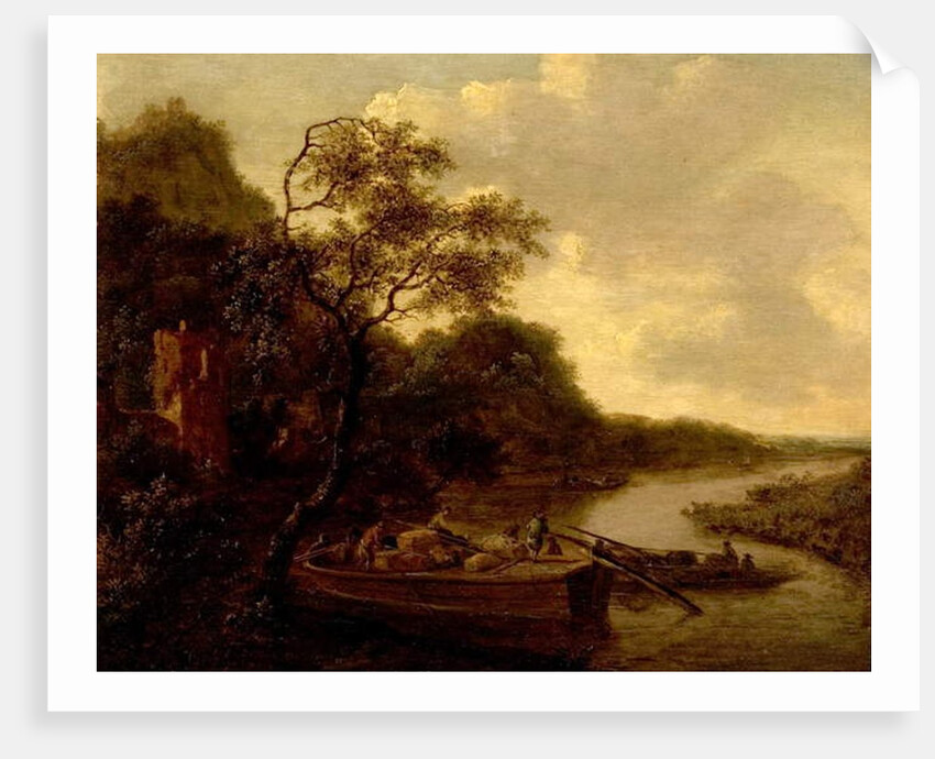 River Scene with Boat by Dutch School