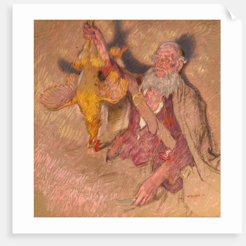 Study of a Man Holding a Cock for 'Highland Raiders', 1918 by William Shackleton