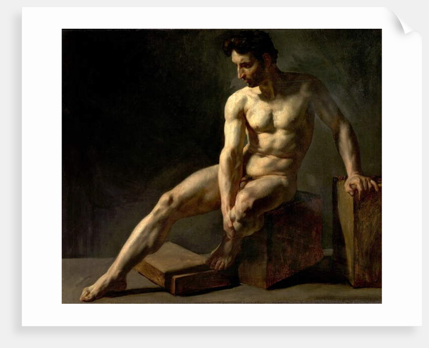 Seated Male Nude by Jean-Baptiste Edouard Detaille