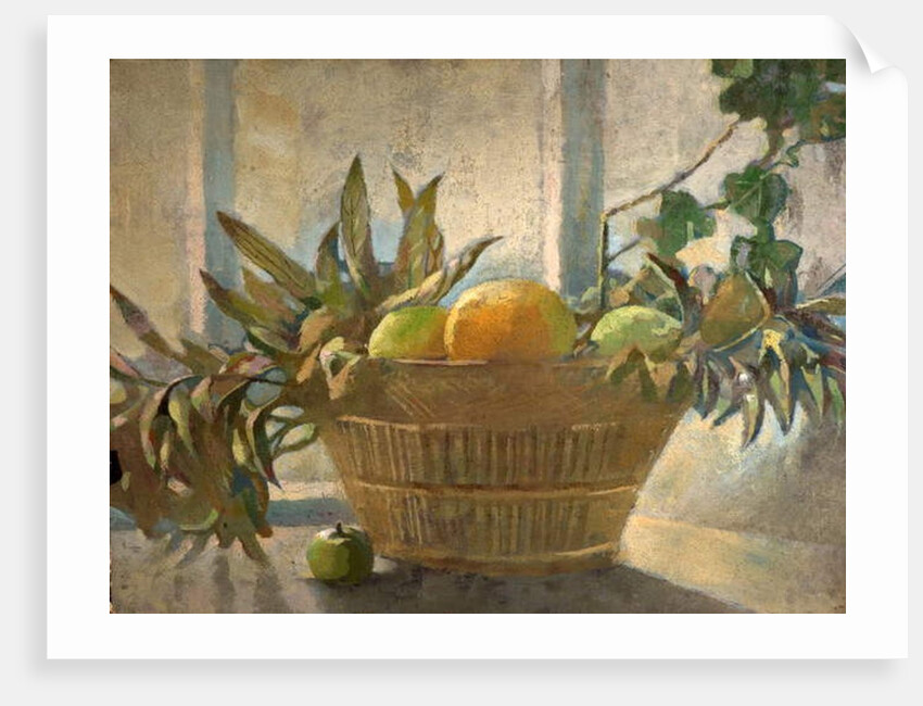 Fruit and Leaves in a Basket by George Sheringham