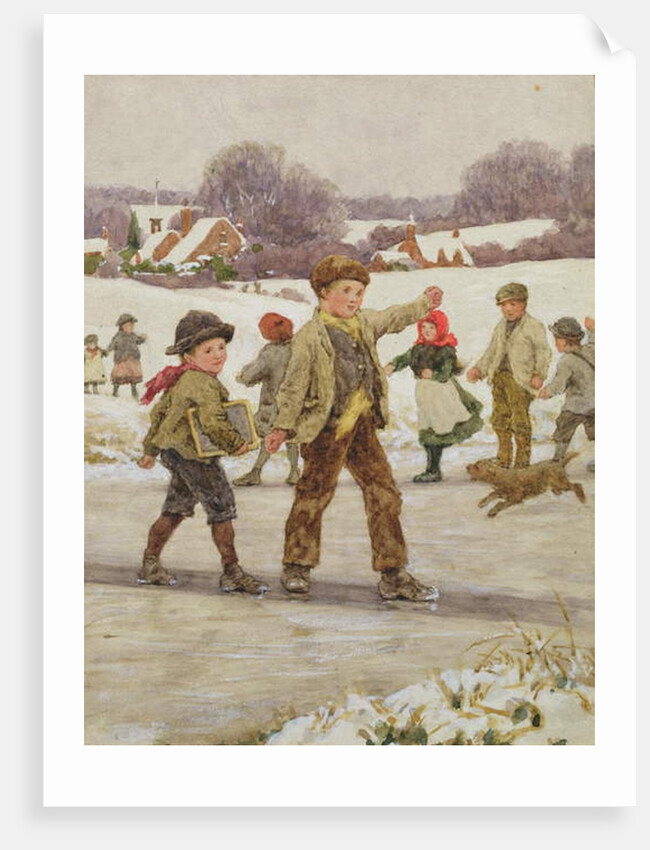 Children Sliding on a Pond by Alice Clausen
